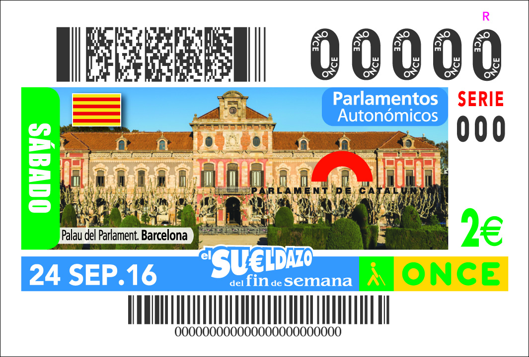 5,5 milions de cupons de l'ONCE van portar per tot l'Estat la imatge del Parlament de Catalunya el 24 de setembre.