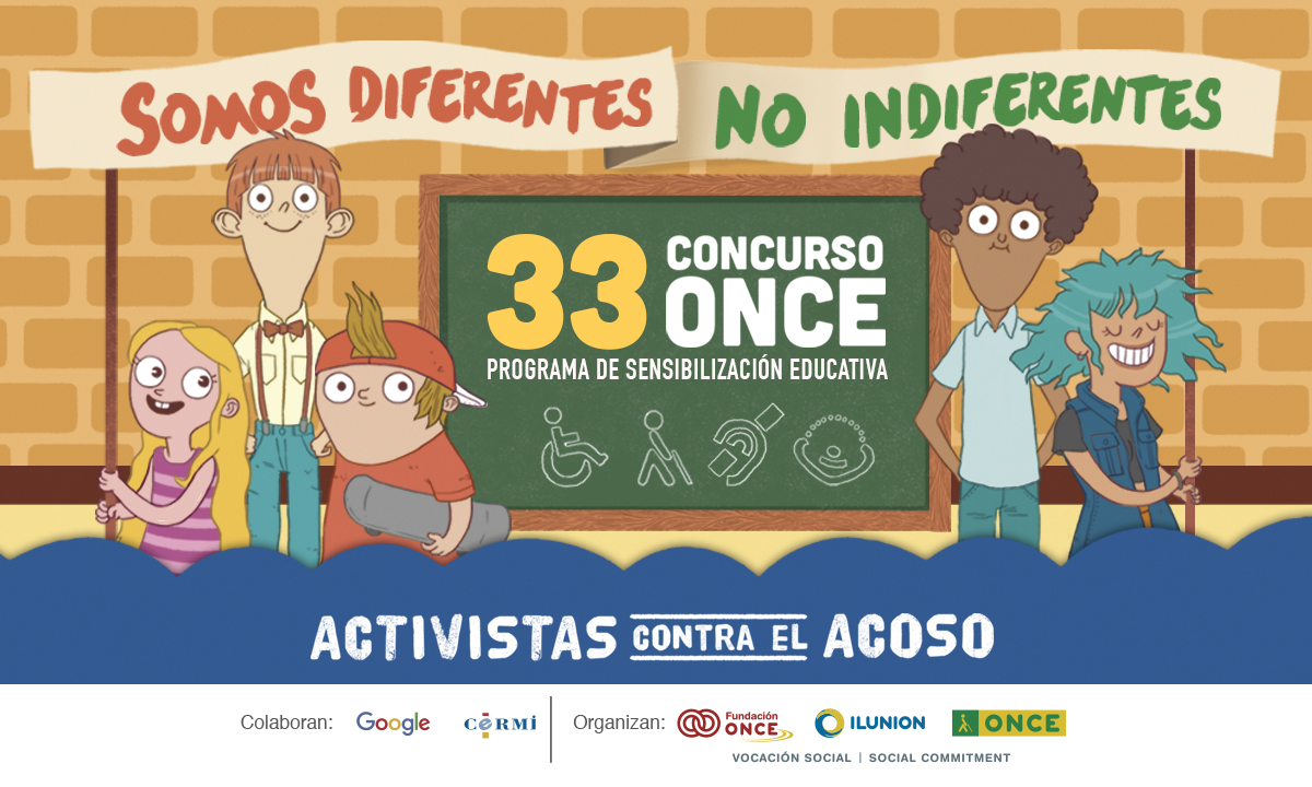 Poster del Concurso con el lema 'Somos diferentes, no indiferentes'.