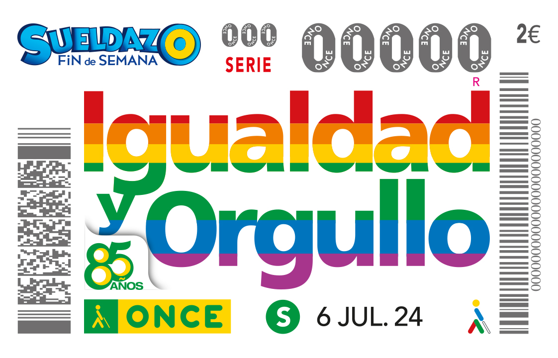 L'ONCE dedicà el seu cupó del dissabte, 6 de juliol, a l'Orgull LGBTIQ+.