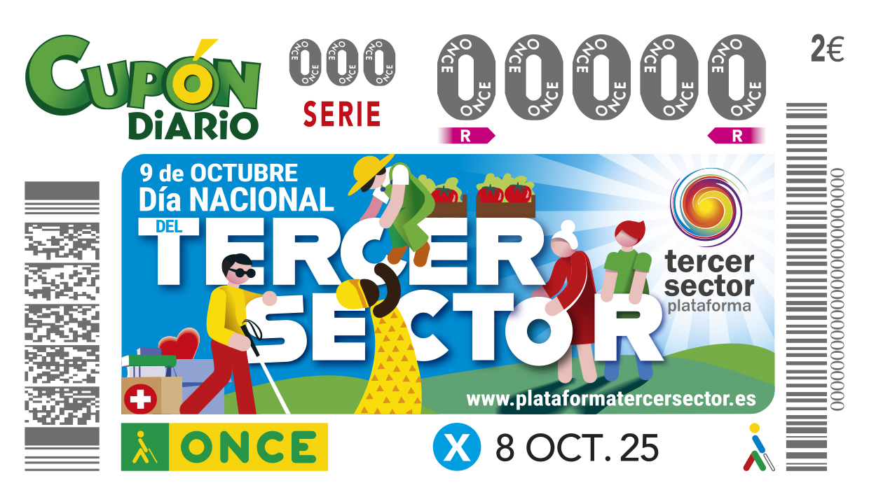 El Dia del Tercer Sector va ser el motiu del cupó de l'ONCE de dimecres 8 d'octubre.