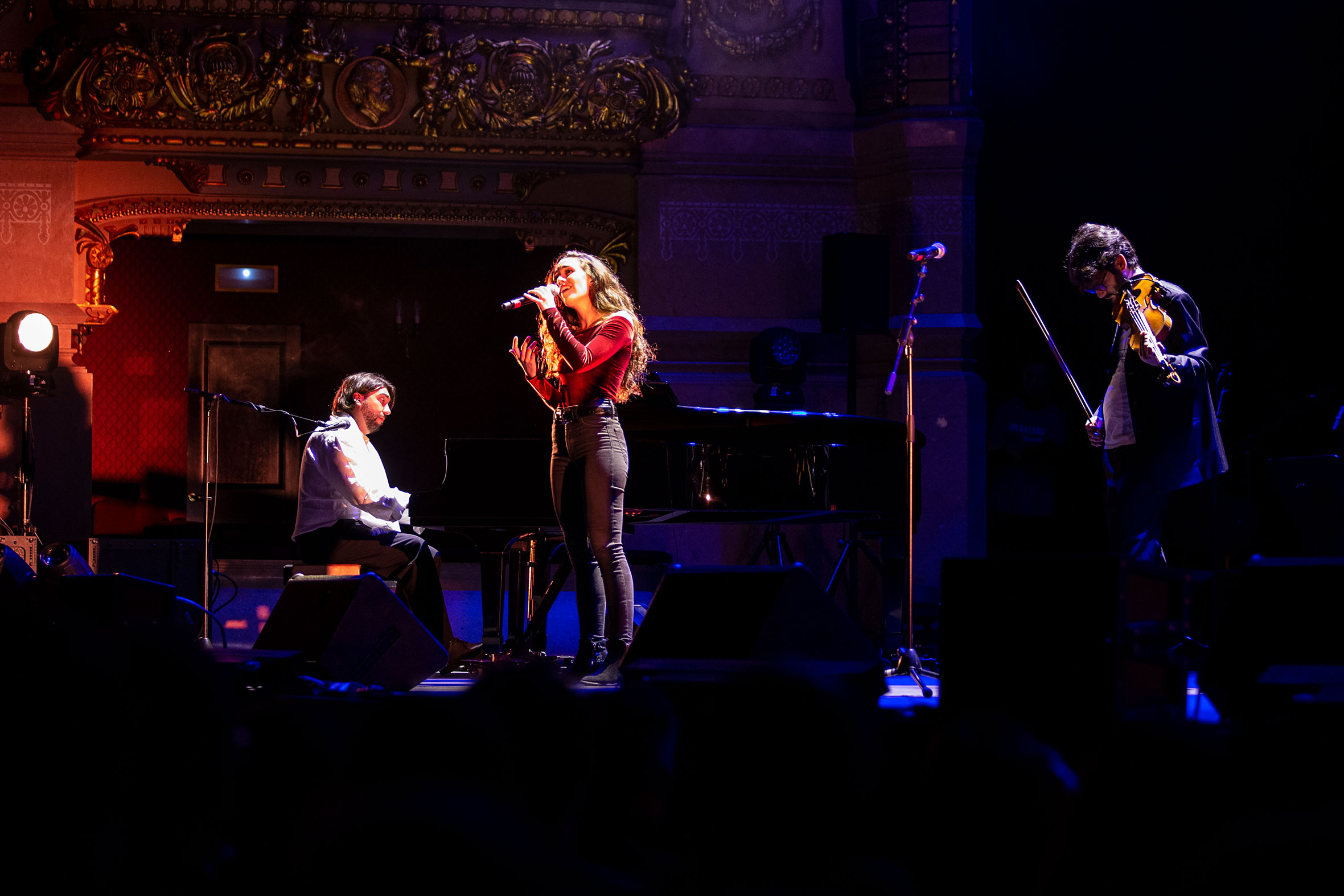 A més de Pol Oñate, que s'encarrega de la direcció artística, piano, teclats, veus i composicions, el grup està format per Francesc Guzmán, violí i composicions, i la cantant Carolina Alabau, un equip de músics de tots dos costats de l'Atlàntic i amb recorregut internacional.