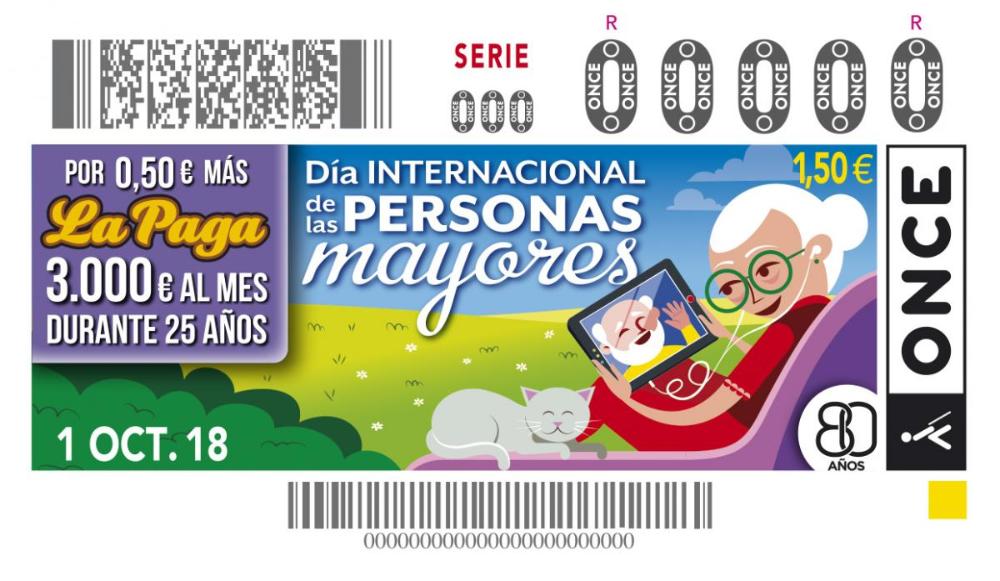 Cupón del 1 de octubre dedicado a las Personas Mayores.
