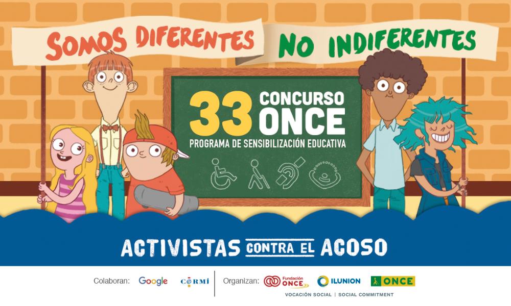 Poster del Concurso con el lema 'Somos diferentes, no indiferentes'.