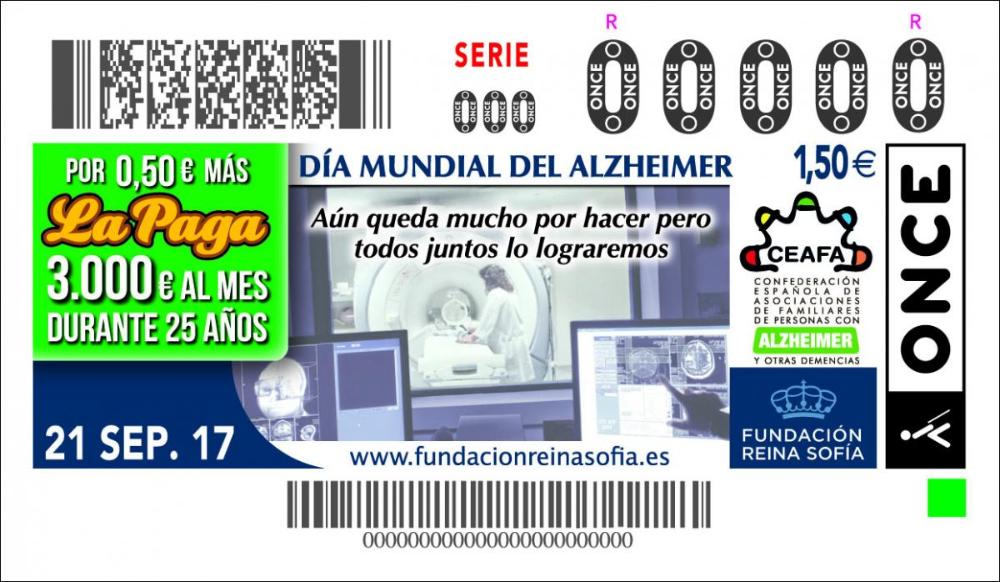 Cupón, 21 de septiembre, dedicado al Alzheimer, a los pacientes y sus familias.