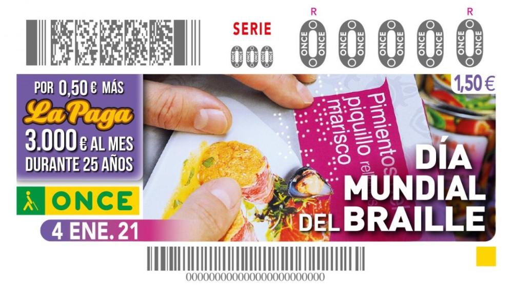 Cupó del 4 de gener dedicat al Dia Mundial del Braille.