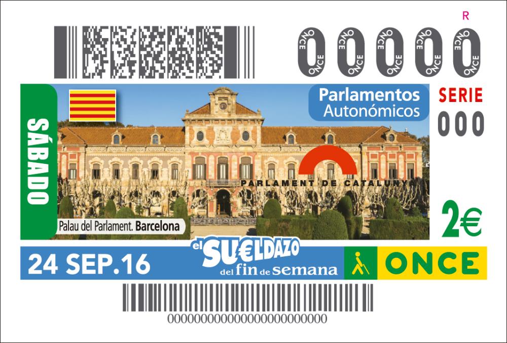 5,5 milions de cupons de l'ONCE van portar per tot l'Estat la imatge del Parlament de Catalunya el 24 de setembre.