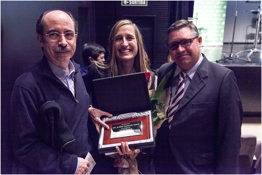 Maria Eulàlia, al mig i a la seva dreta, Luis Fernando Sanmartín, director de l'ONCE a L'Hospitalet de Llobregat.