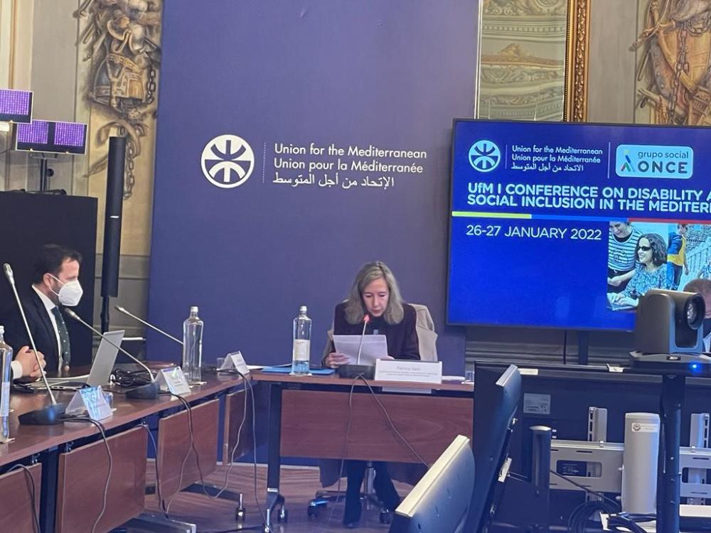 Patricia Sanz, vicepresidenta del Consejo General de la ONCE, en un moment de la seva intervenció.