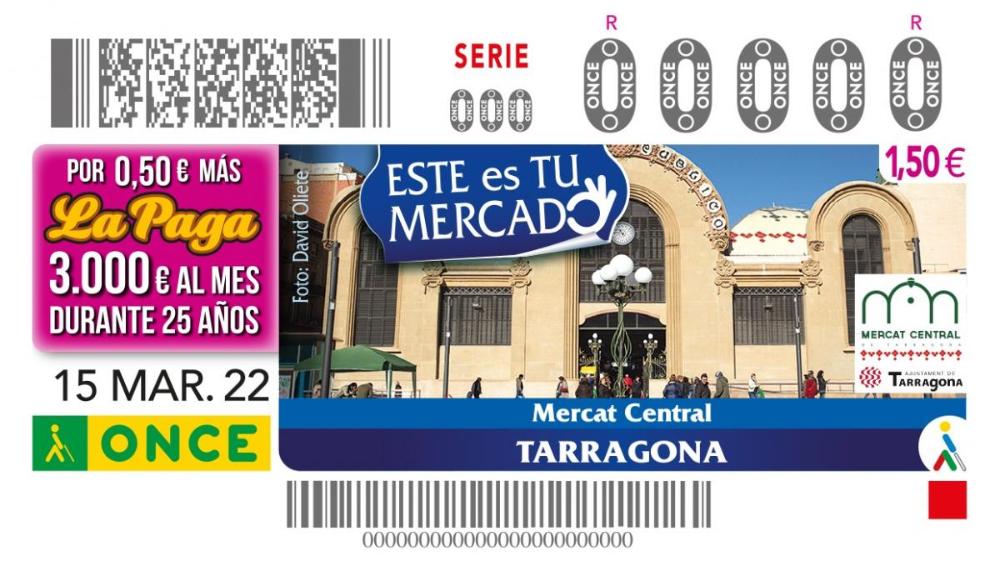 Imatge del cupó del 15 de març dedicat alMercat Central de Tarrragona.
