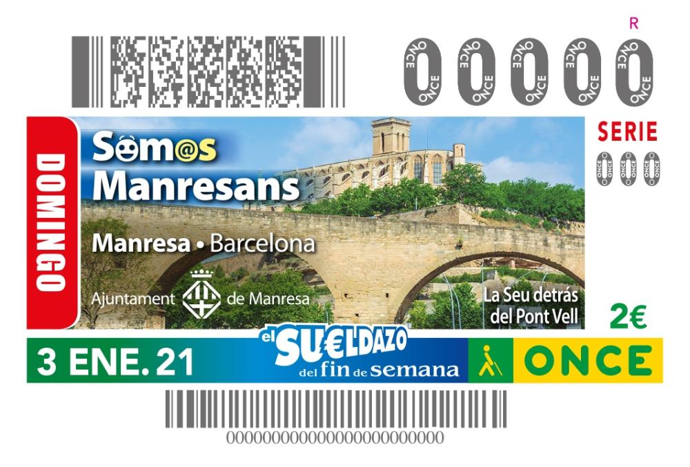 Imatge del cupó dedicat als manresans i manresanes, del 3 de gener de 2021.