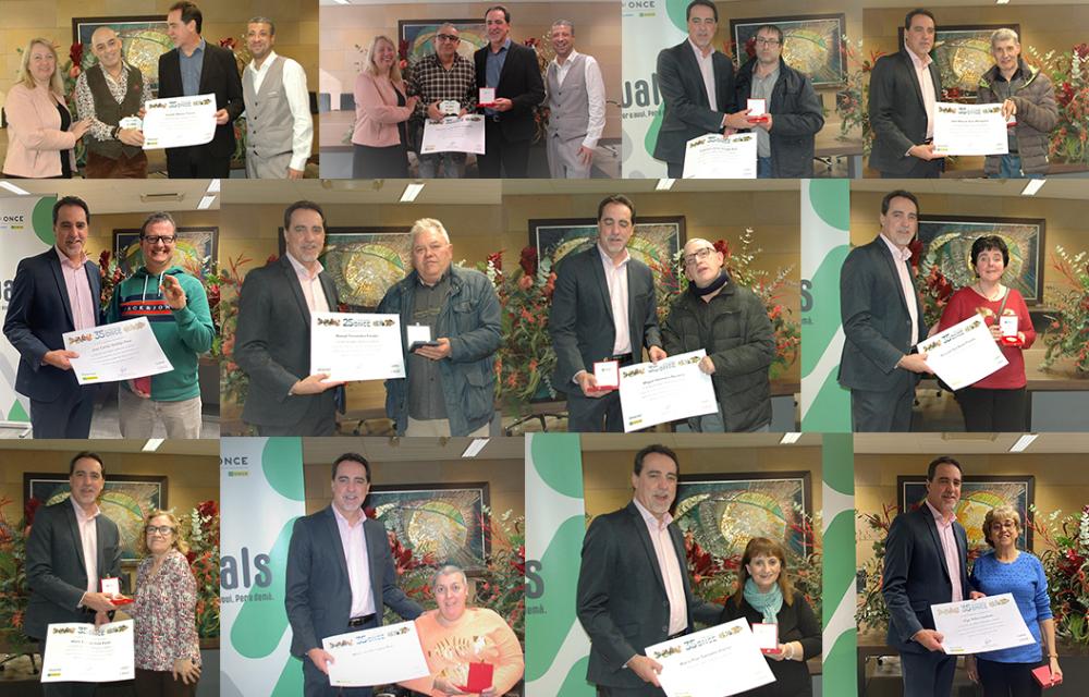 Collage de fotos amb companys i companyes medalliestes de la Delegació Territorial i el SBO.