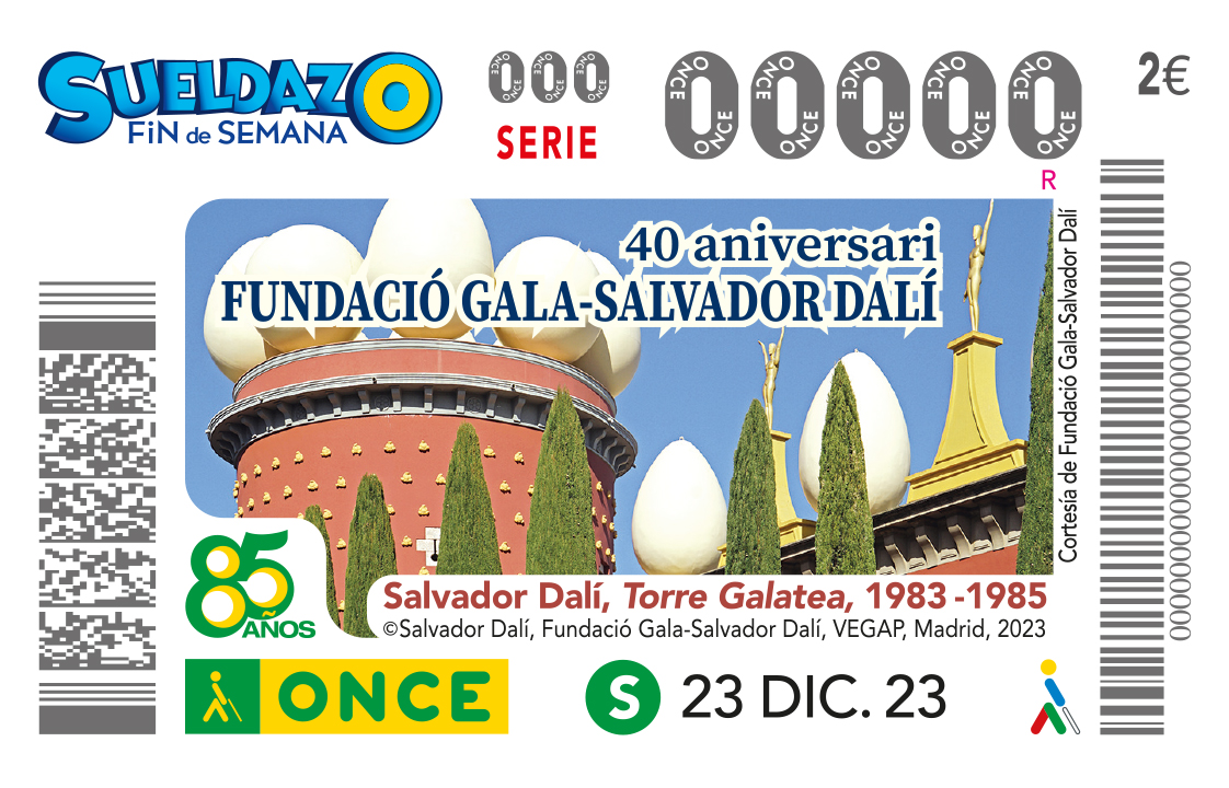 Imatge del cupó dedicat al 40 Aniversari de la Fundació Gala-Salvador Dalí.