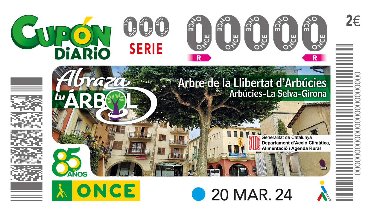 Cupó dedicat a l'Arbre de la LLibertat d'Arbúcies.