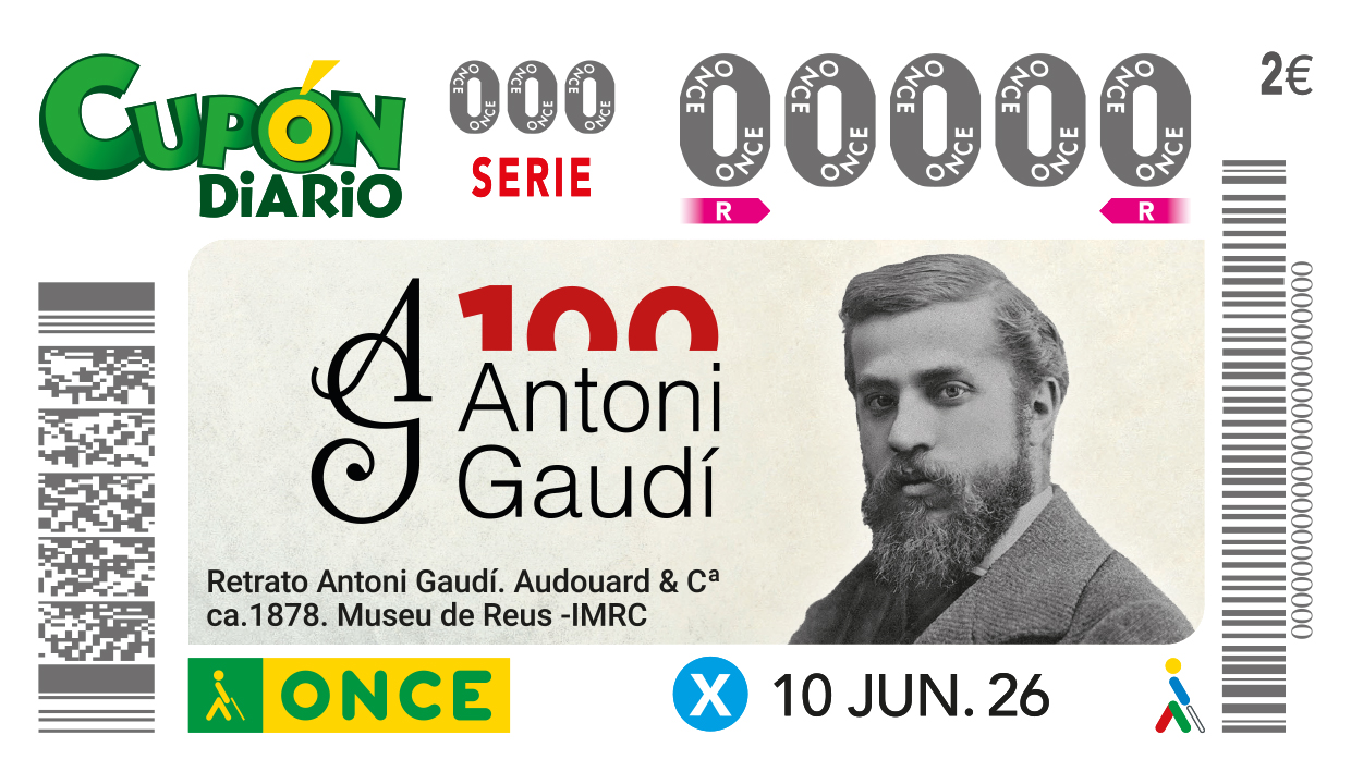 Cupó dedicat al centenari de la mort d'Antonio Gaudí.