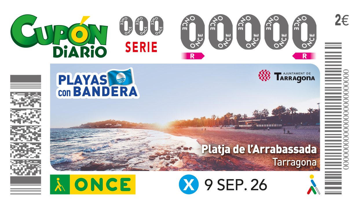 Cupó dedicat a la Platja de l'Arrabassada de Tarragona.